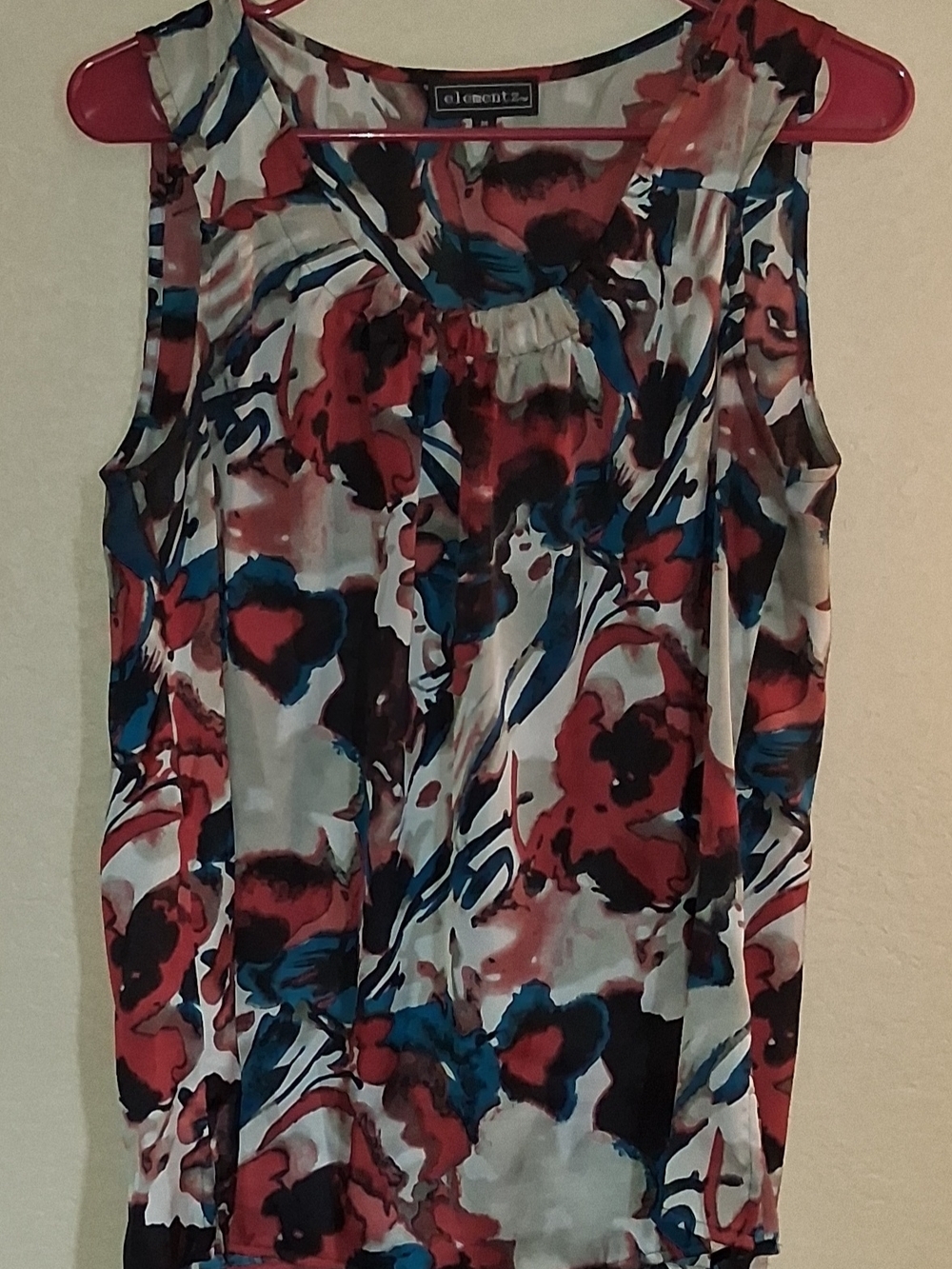 Elementz Red, Blue & White Floral Sleeveless Top